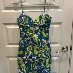 Zara Floral Print Strapless Dress